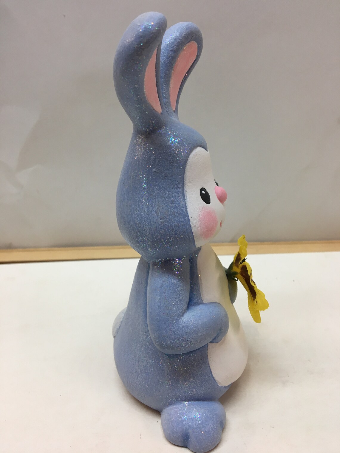 Handmade Ceramic Medium Blue Bunny With Flower - Etsy