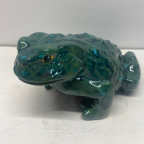 Handmade ceramic glazed medium frog