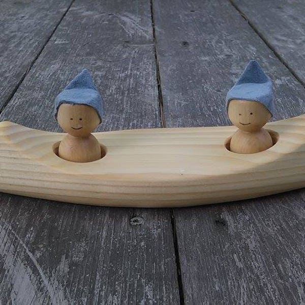 Wooden canoe, wooden natural boat, bath toy, eco-friendly toy