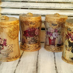 Canister,Kitchen canisters,Set of 4,Tin canisters,Storage boxes,Spice rack,Relievo ornamented,coffee canister,sugar and flour canister