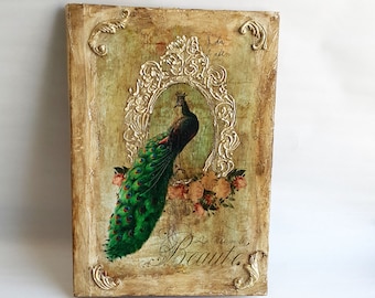 Peacock Wedding Guest Book, Custom Wedding Guest Book, Unique Wedding Guest Book,Rustic Peacock Book, Peacock wedding, Personalized book