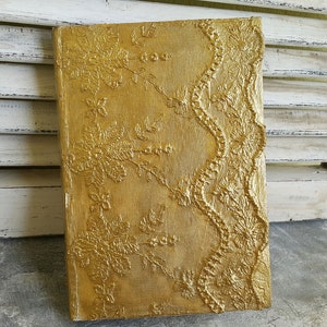 Gold laced wedding guest book,Unique wedding guest book,Lace wedding guest book,Custom order wedding book,Personalized wedding guest book,