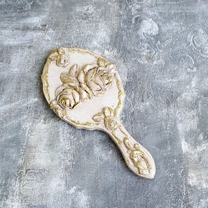 Vanity Hand Mirror, Wooden Mirror,Shabby chic roses Mirror,Ornate French Make up Mirror,Personalized gift, Baroque Vanity set,Purse mirror