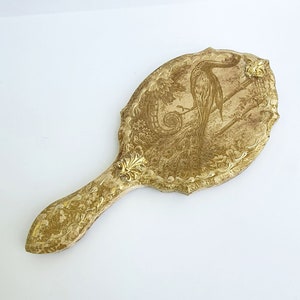 Vanity Hand Mirror, Wooden Mirror,Shabby chic roses Mirror,Peacock French Make up Mirror,Personalized gift, Baroque Vanity set,Purse mirror