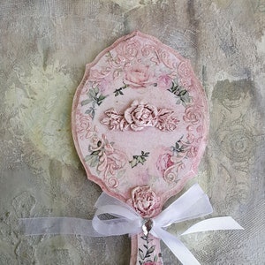 Vanity Hand Mirror, Wooden Mirror,Shabby chic Mirror,Ornate French Make up Mirror,Personalized gift, Antique Vanity set,Roses mirror