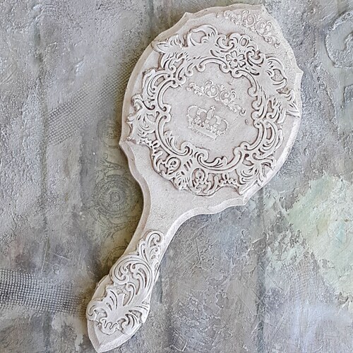 Vanity Hand Mirror Wooden Mirrorshabby Chic Roses Etsy