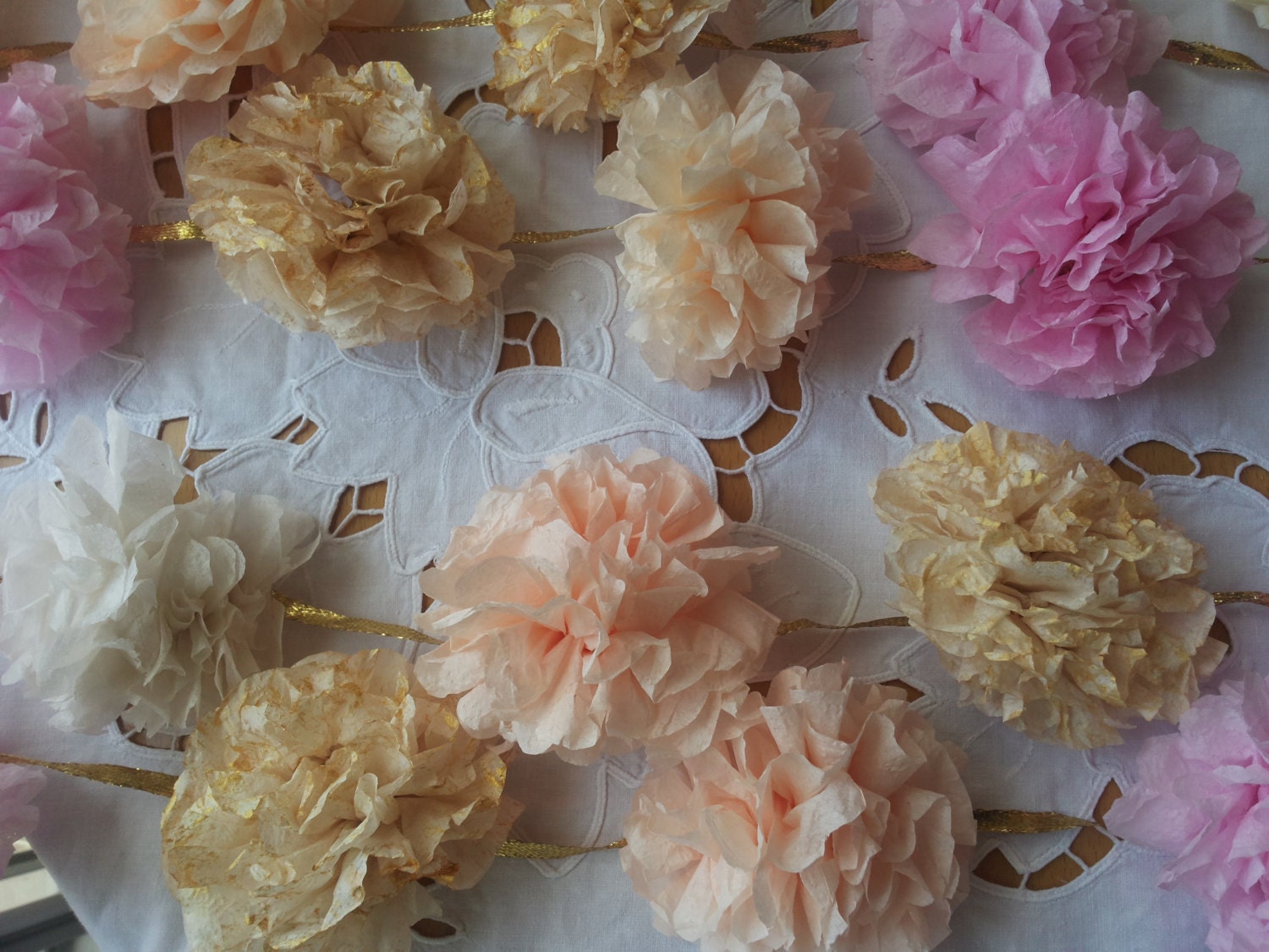 Tissue Paper Flower Garlandlight Pink Peach Ivory Etsy