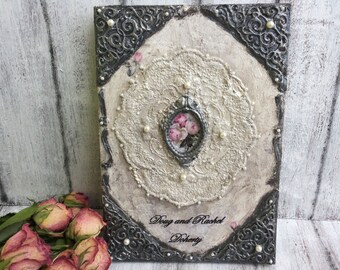 Unique Wedding Guest Book,Rersonalized Wedding Guest Book,Custom order wedding guestbook,Lace and pearls Wedding Book,Ornamented memory book