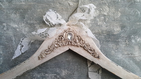 gold wedding dress hanger Glitter Gold or Silver Bridal Hanger