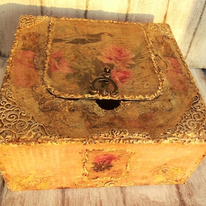 Caja de boda, Cajas de almacenamiento, Cajas de cartón, Caja decoupage para la hora del té, Caja de recuerdos, Almacenamiento de fotos, Caja útil, Cajas personalizadas, Caja de tarjetas, Caja de invitación