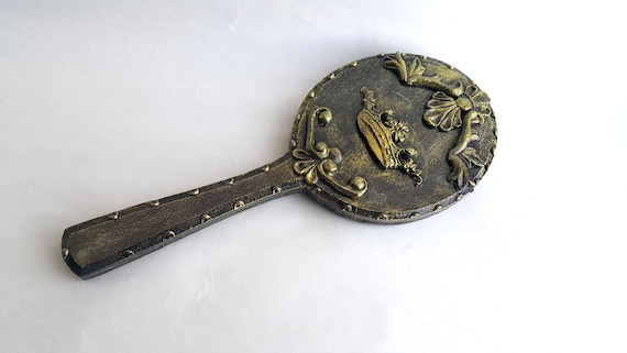 Vintage hand mirror, Vanity mirror, Gold Make up mirror, Baroque antique mirror, Vanity table set,Ornate Hand Mirror, Dressing Table Mirror