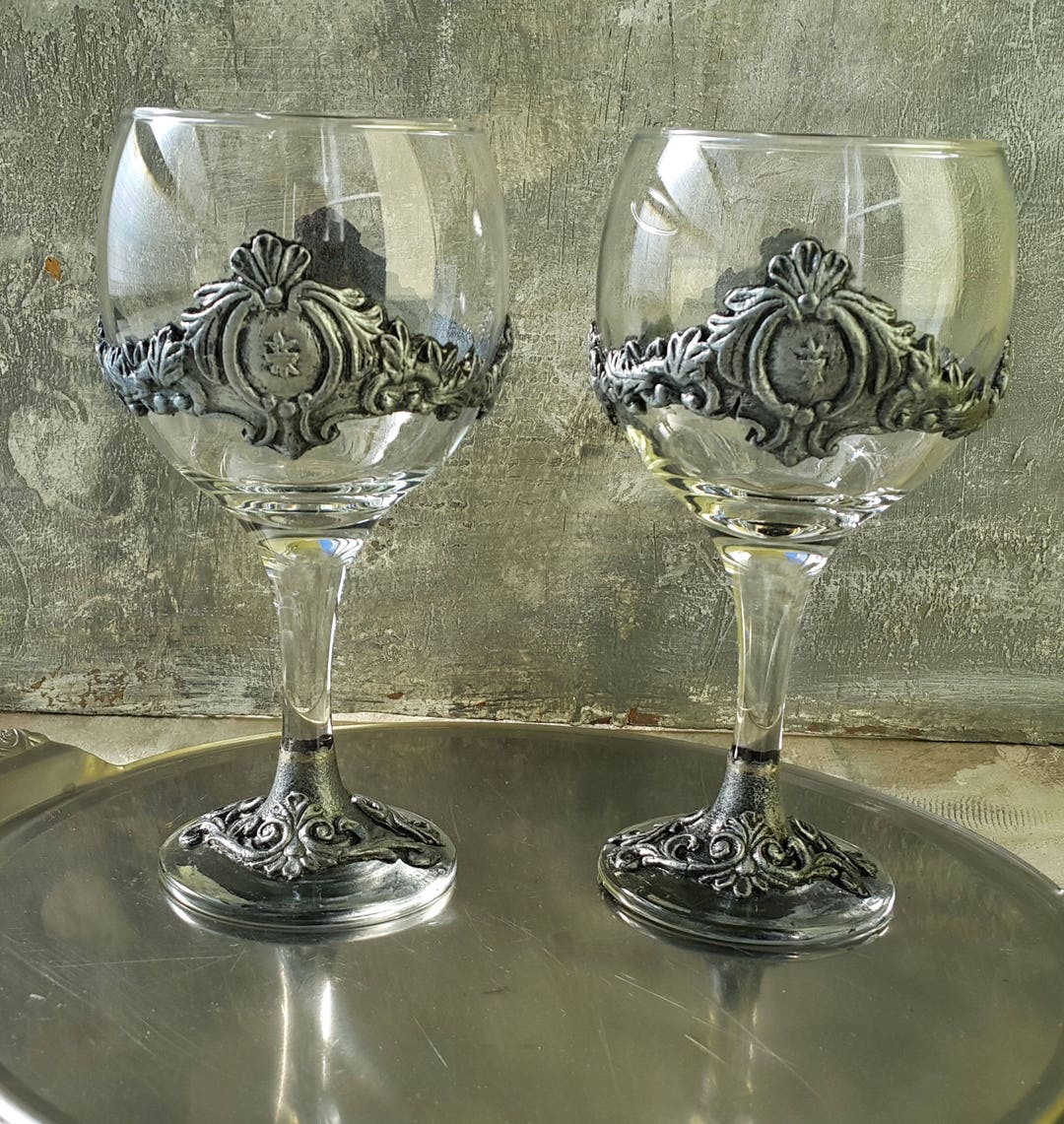Custom Made Wine Glasses,personalized Glasses,wedding Glasses,silver