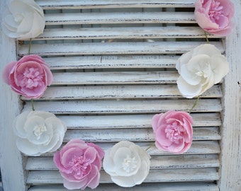 Tissue Paper Flower Garland,Wedding garland,Paper Wedding garland, party garland,Pale pink paper flowers,wedding flowers,custom garland,