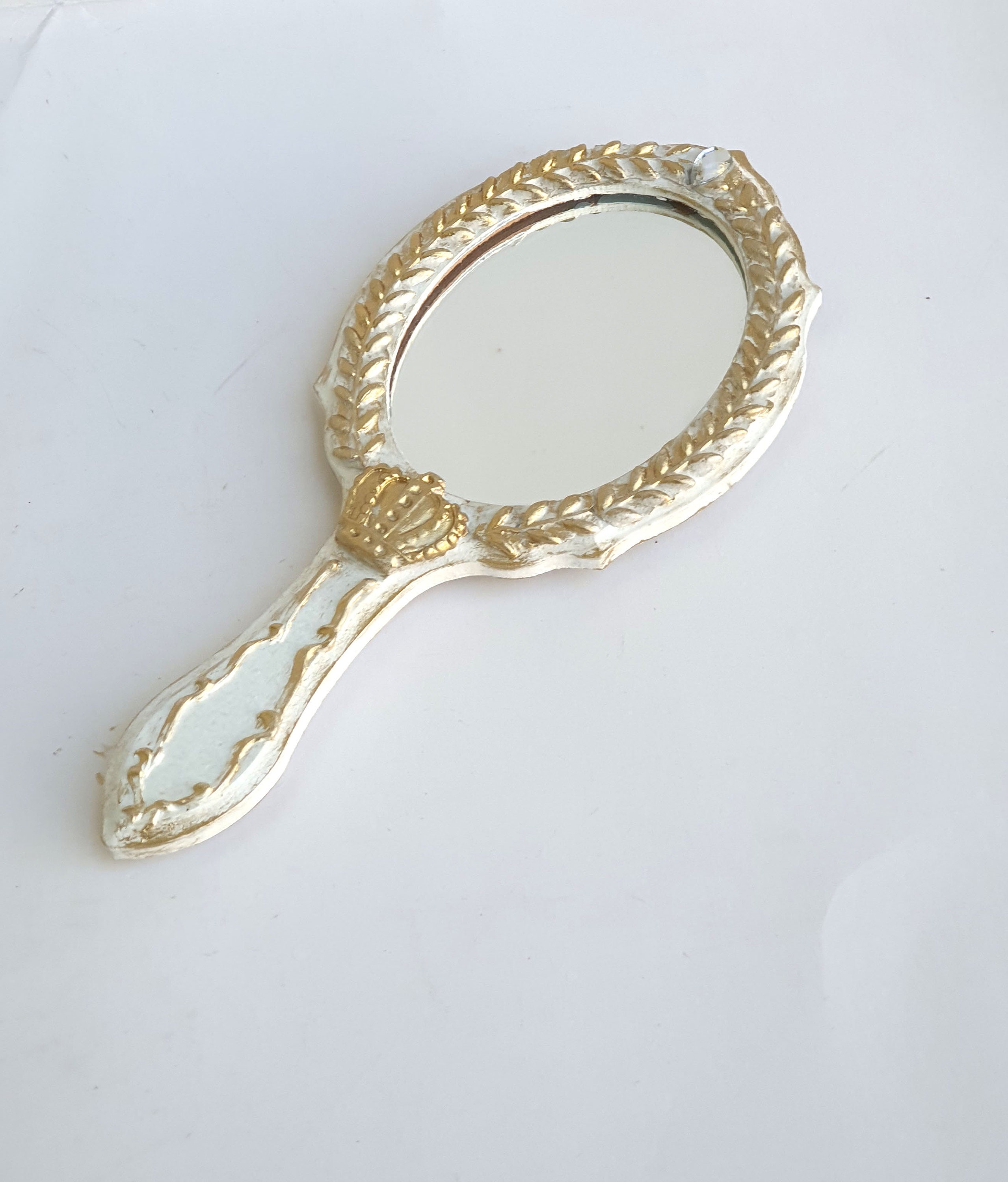 Vanity Hand Mirror, Wooden Mirror,shabby Chic Roses Mirror,ornate