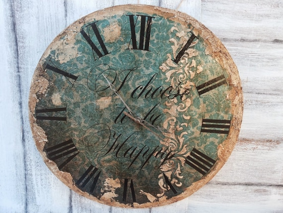Reloj de pared de madera, reloj de pared único retro decorado a
