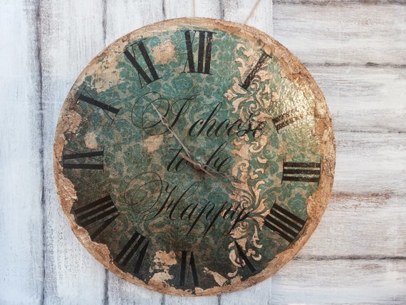 Reloj de pared de madera, reloj de pared único retro decorado a
