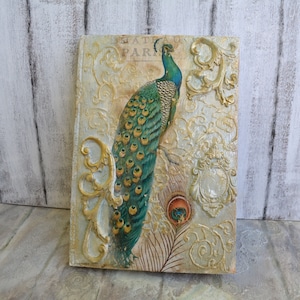 Peacock Book. Peacock Vintage Book. Peacock Wedding book. Peacock Unique Wedding Guest Book.Green Vintage Guest book.Custom order guestbook image 1