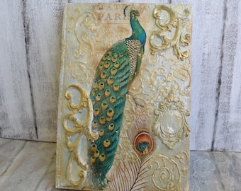 Peacock Book. Peacock Vintage Book. Peacock Wedding book. Peacock Unique Wedding Guest Book.Green Vintage Guest book.Custom order  guestbook