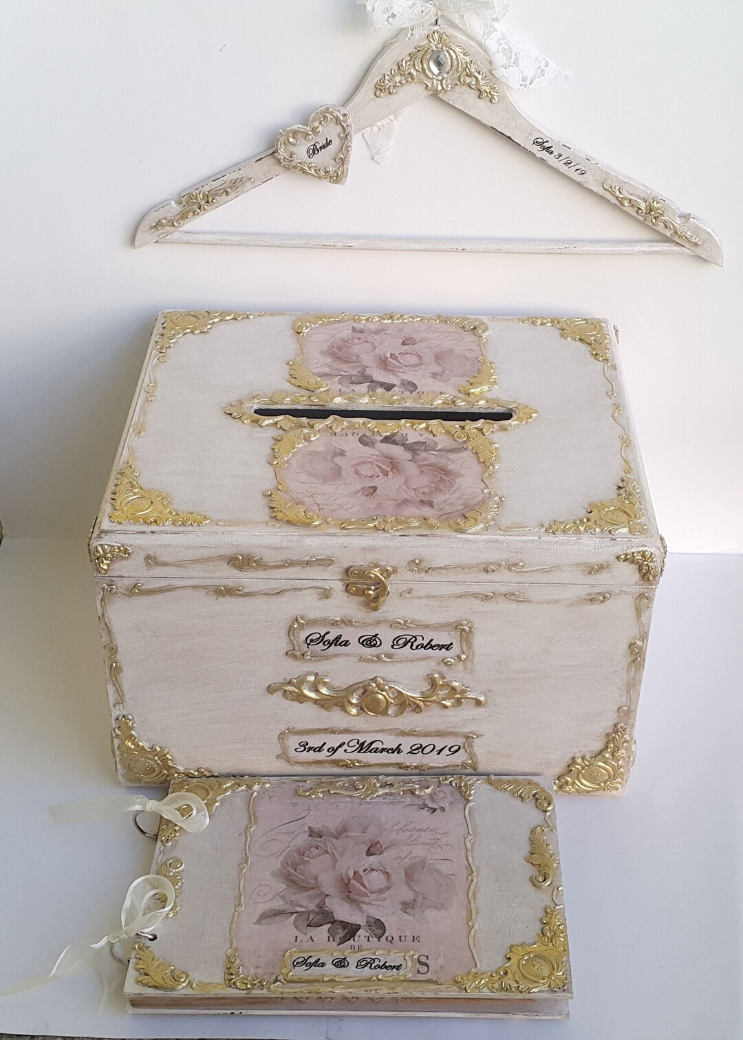 Ivory and Gold Wedding Set, Wedding Card Box, Wedding Keepsake Box ...