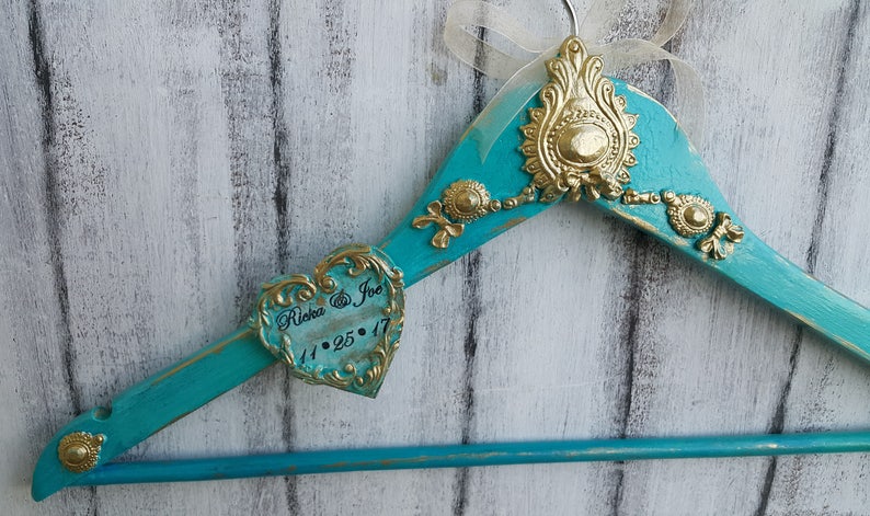 turquoise and gold wedding dresses