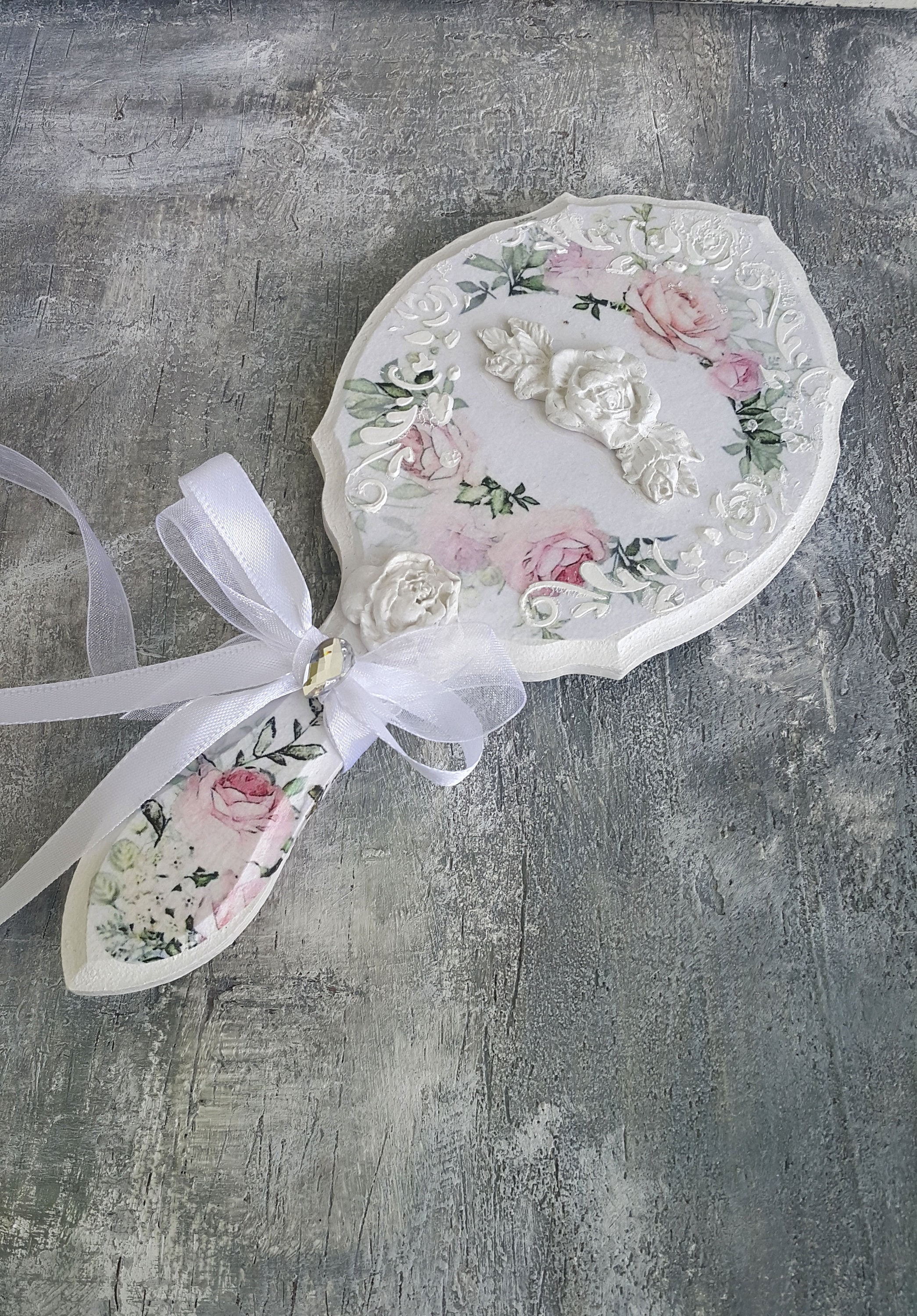 Vanity Hand Mirror, Wooden Mirror,Shabby chic Mirror,Ornate French Make up Mirror,Personalized gift, Antique Vanity set,Roses mirror