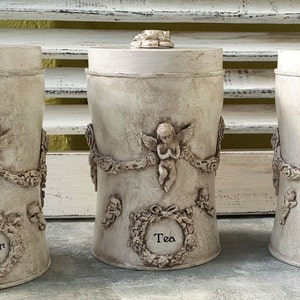 Canisters, Kitchen canisters, Set of 3, Tin canisters, Kitchen canister set, Storage jar,Spice rack,Coffee canister,sugar and flour canister
