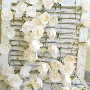 Tissue Paper Flower Garlands-set of 6,Paper roses garlands backdrop,Arch decoration,Party garland,Wedding garland,Custom garland, white rose