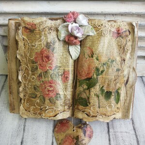 Rustic Book Photo Album, Scrapbook, Personalized Guest Book, Decoration Vintage book, Customized  Rustic Wood Guest Book, Upcycled book