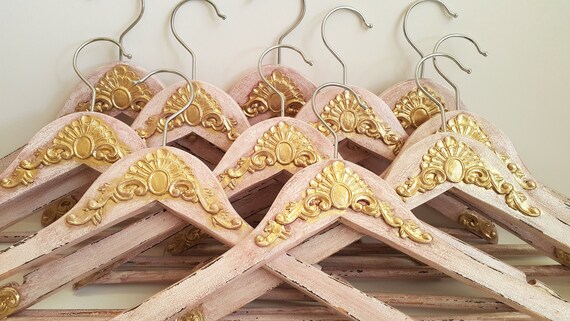 gold wedding dress hanger Blush and Hangers,bridal Gown Hanger,vintage Wedding Dress Hanger, Personalized Hanger, Custom Hanger, Bridesmaid Hangers Show up to photograph