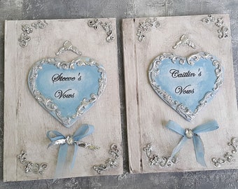 Wedding vow books, His and Hers, Silver and ivory vow books, Rustic vow books, Shabby chic vow books, His and Hers Vow books, Vow Booklets