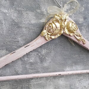Blush and gold wedding dress hanger,Bridal gown hanger,Vintage wedding dress hanger, Personalized hanger, Custom hanger, Bridesmaid hanger