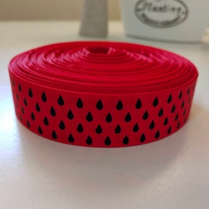 7/8 22mm Grosgrain Ribbon Watermelon Seed Red Black Craft Hair Bows Party Packaging Decor DIY Scrapbooking Accessories Embellishment