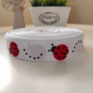 7/8 22mm Grosgrain Ribbon Cute Red Ladybugs Craft Hair Bows Party Packaging Decor DIY Scrapbooking Accessories Embellishment