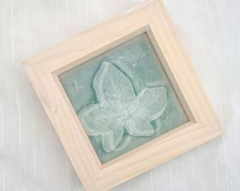 Monoprints: Green Ivy leaf layers, original leaf printmaking, bottle green nature fine art, framed botanical prints on paper and voile