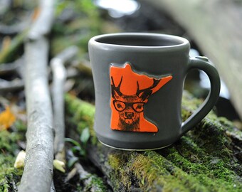 MN Mug, Hipster Deer w/ orange