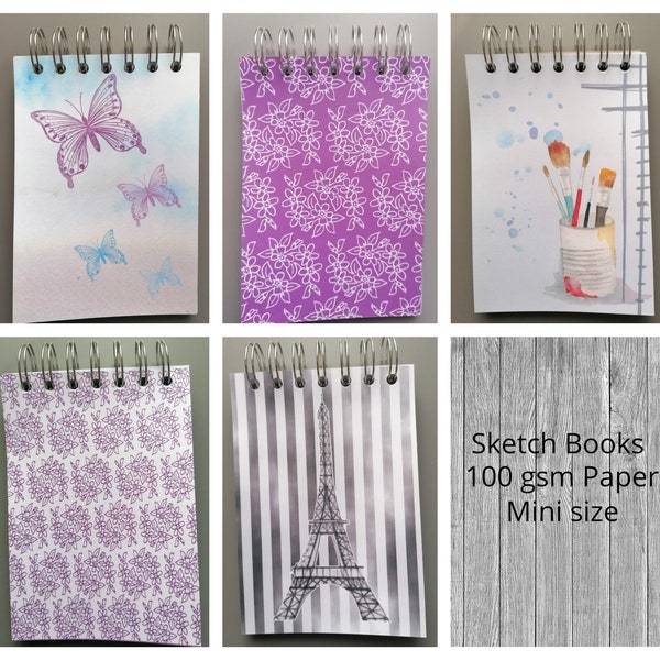 Sketchbook, drawing book, 5 designs, handy mini size