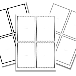 Printable photo mats for photo sizes - 2x3, 3.5x5, 4x6. 5x7, Instax mini, Instax wide & Polaroid 600 in three colours.
