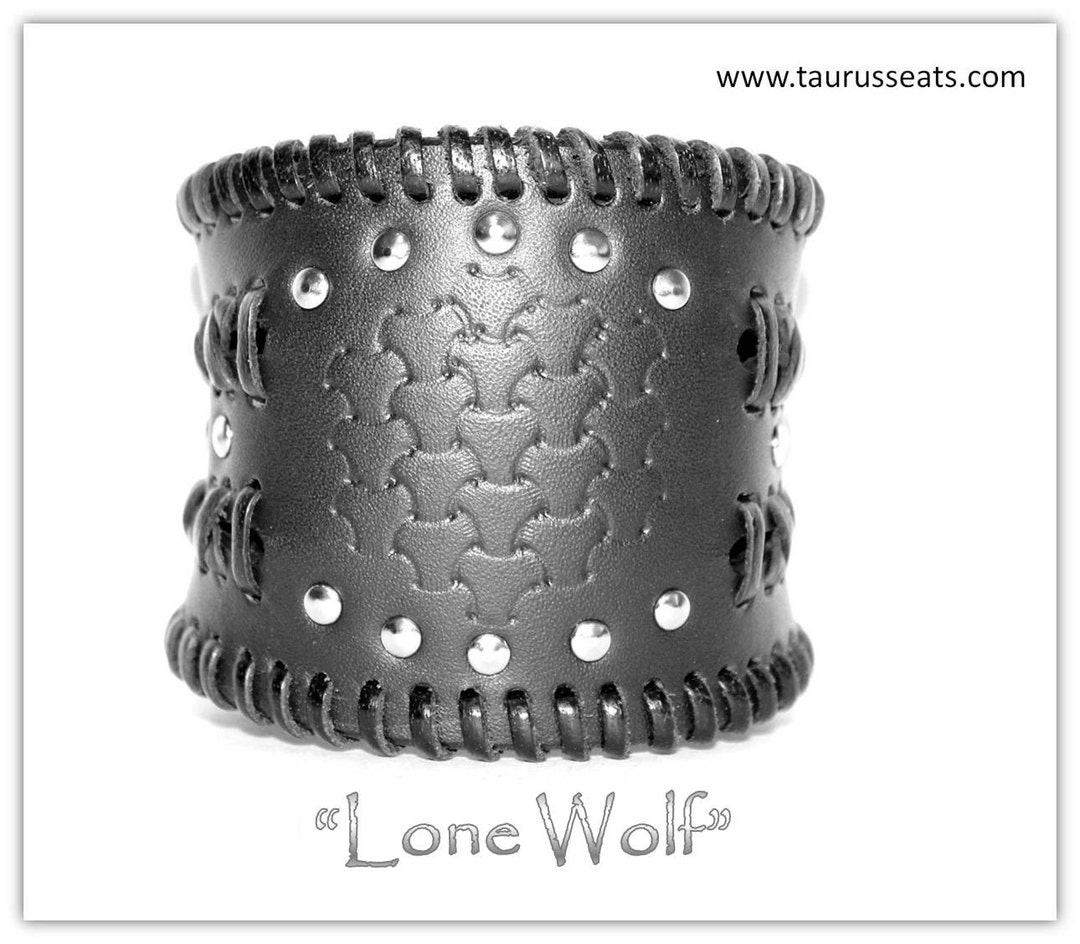 Black Leather Bracelet Cuff Mens Wristband Leather Bikers Etsy