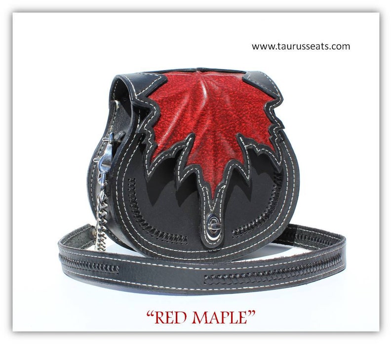 Canadian Red Maple Leather Crossbody Purse Belt Pouch Etsy