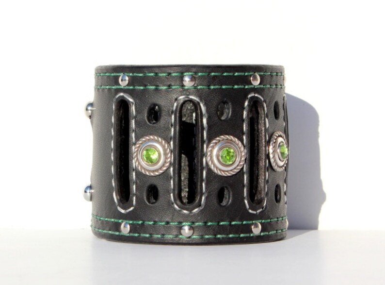 JG557 Black Leather Double Wrap Bracelet – Vintage Biker Cuff – Men's Cowhide Bracelet
