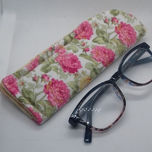 Pink and Yellow Floral Sunglasses Case, Eye Glasses Case, Sunglasses Case, Glasses Pouch, Glasses Holder, Gift for Her