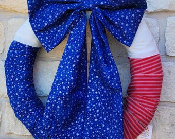 Patriotic Rag Wreath: 4th of July Farmhouse Decor