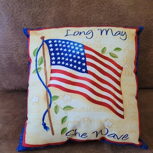 4th of July Pillows, Patriotic Decor, Old Glory, Patriotic Pillows, Heart Decor, Flag Pillow, Holiday Pillows, Holiday Decor, 10 X 10