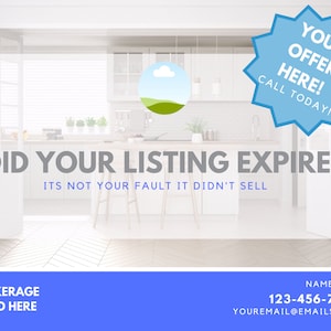 Canva Customizable Expired Listing Post Card Template- Real Estate