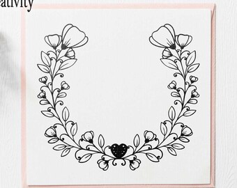 Floral Wreath SVG: Swirly Frame Clipart (Digital Files)