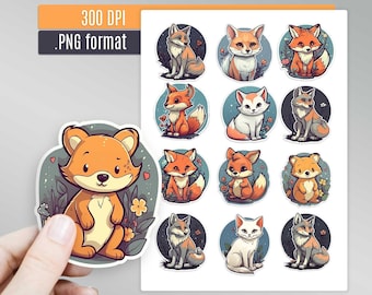 Cute Animal Stickers for Kids • 13 Printable PNG Stickers for Planner, Scrapbooking & DIY • Instant Download