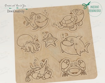 Ocean Animal Puzzle Laser Cut File: Montessori Kids' SVG (Digital Download)