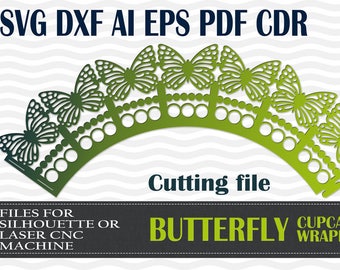 Butterfly Cupcake Wrapper SVG: Laser Cut Template (Digital Download)