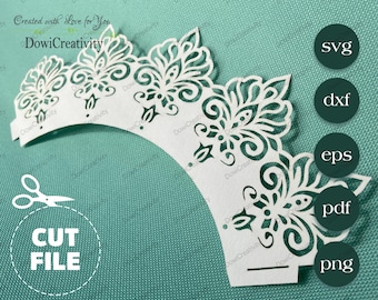 Cupcake Wrapper damask svg dxf eps pdf png laser cut file, party wedding decoration, template