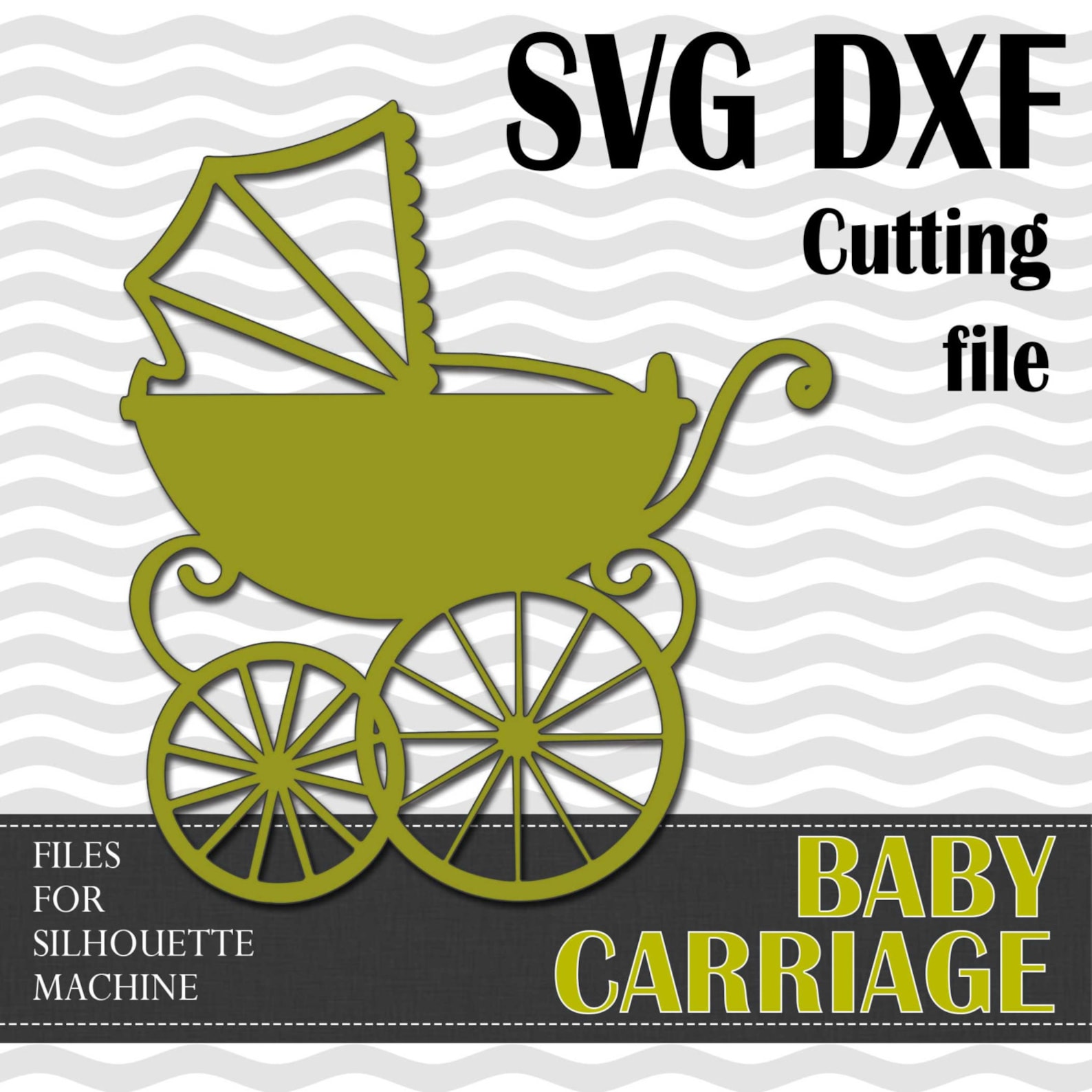 Baby Carriage Design, SVG, DXF, Vinyl Cut Files, for Use With